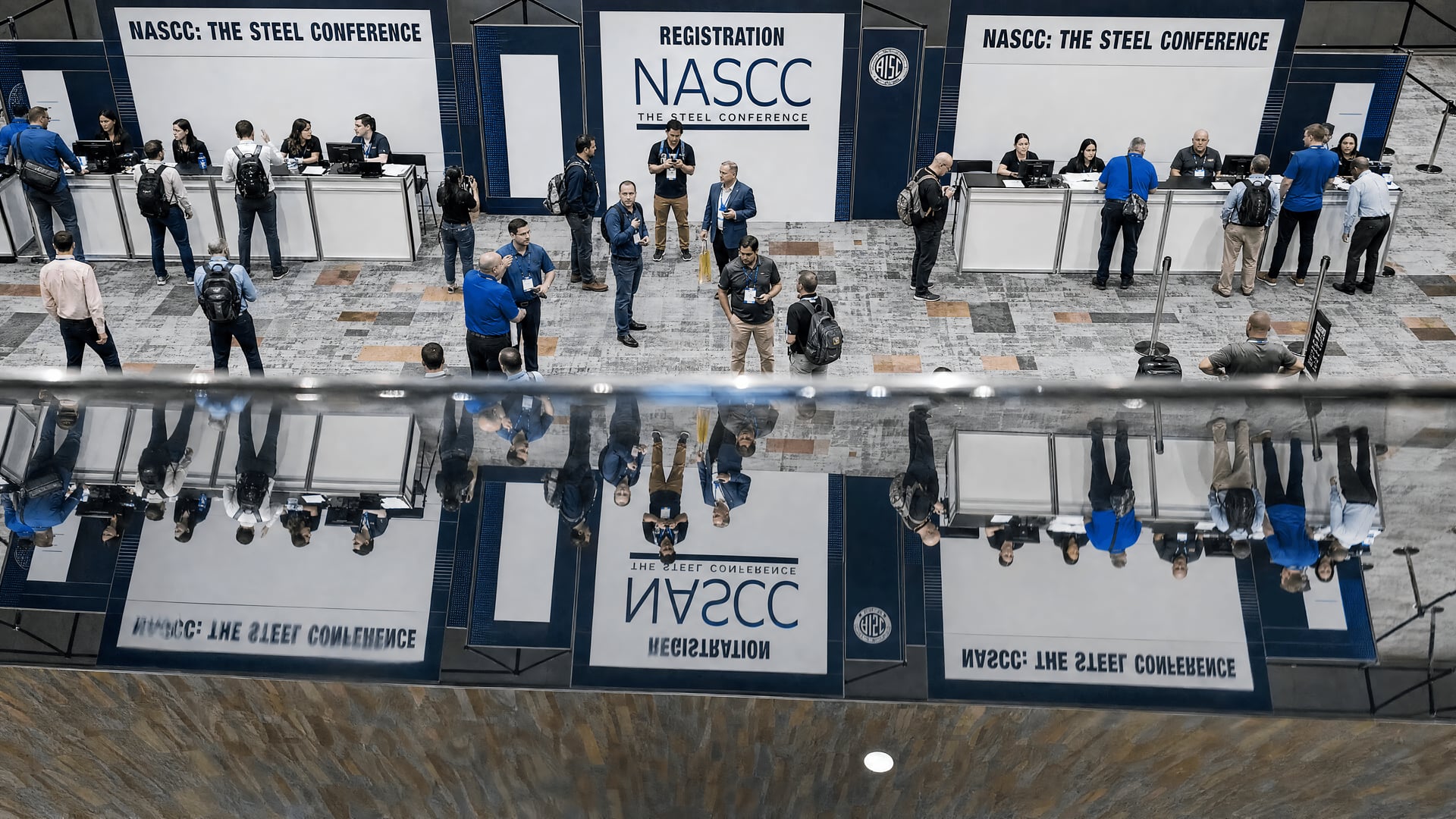 Steel professionals at NASCC 2026 registration and exhibition hall, Georgia World Congress Center, Atlanta