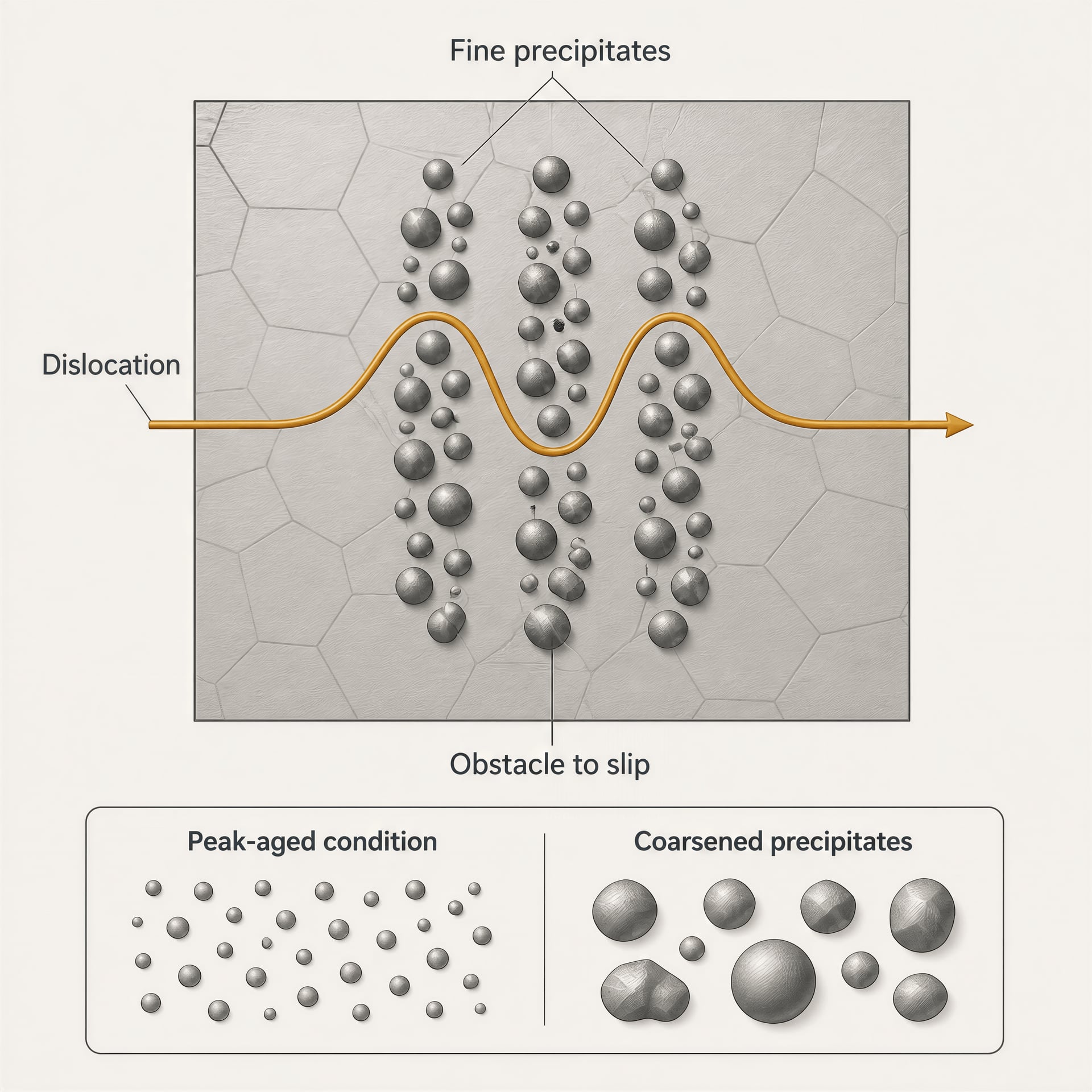 Dislocation blocked by intermetallic precipitates in maraging steel