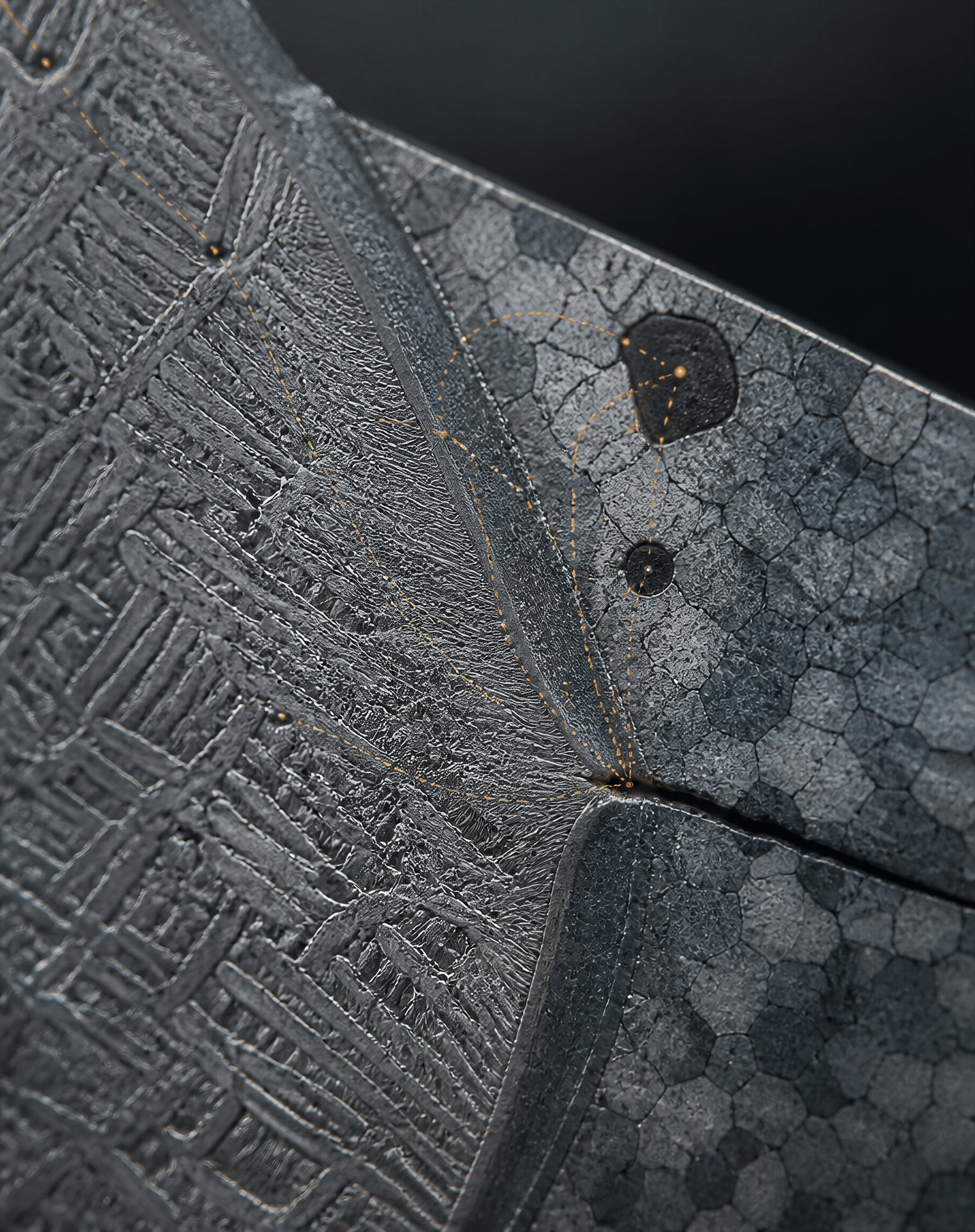 Macro cross-section showing hydrogen moving through weld metal toward a hard heat-affected zone and crack tip